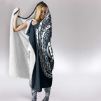 Personalized Carlton Blues Polynesian Hooded Blanket Tribal Chest and Sleeve Tattoo Heritage Warrior