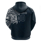 Personalized Carlton Blues Polynesian Hoodie Tribal Chest and Sleeve Tattoo Heritage Warrior