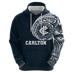 Personalized Carlton Blues Polynesian Hoodie Tribal Chest and Sleeve Tattoo Heritage Warrior
