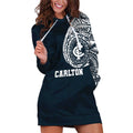 Personalized Carlton Blues Polynesian Hoodie Dress Tribal Chest and Sleeve Tattoo Heritage Warrior