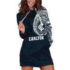 Personalized Carlton Blues Polynesian Hoodie Dress Tribal Chest and Sleeve Tattoo Heritage Warrior