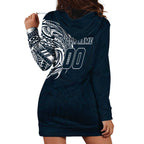 Personalized Carlton Blues Polynesian Hoodie Dress Tribal Chest and Sleeve Tattoo Heritage Warrior