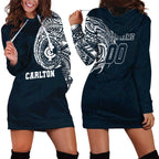 Personalized Carlton Blues Polynesian Hoodie Dress Tribal Chest and Sleeve Tattoo Heritage Warrior
