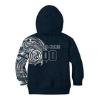 Personalized Carlton Blues Polynesian Kid Hoodie Tribal Chest and Sleeve Tattoo Heritage Warrior