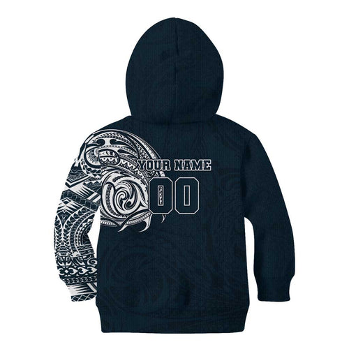 Personalized Carlton Blues Polynesian Kid Hoodie Tribal Chest and Sleeve Tattoo Heritage Warrior