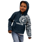 Personalized Carlton Blues Polynesian Kid Hoodie Tribal Chest and Sleeve Tattoo Heritage Warrior