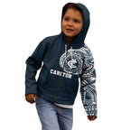 Personalized Carlton Blues Polynesian Kid Hoodie Tribal Chest and Sleeve Tattoo Heritage Warrior