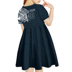 Personalized Carlton Blues Polynesian Kid Short Sleeve Dress Tribal Chest and Sleeve Tattoo Heritage Warrior