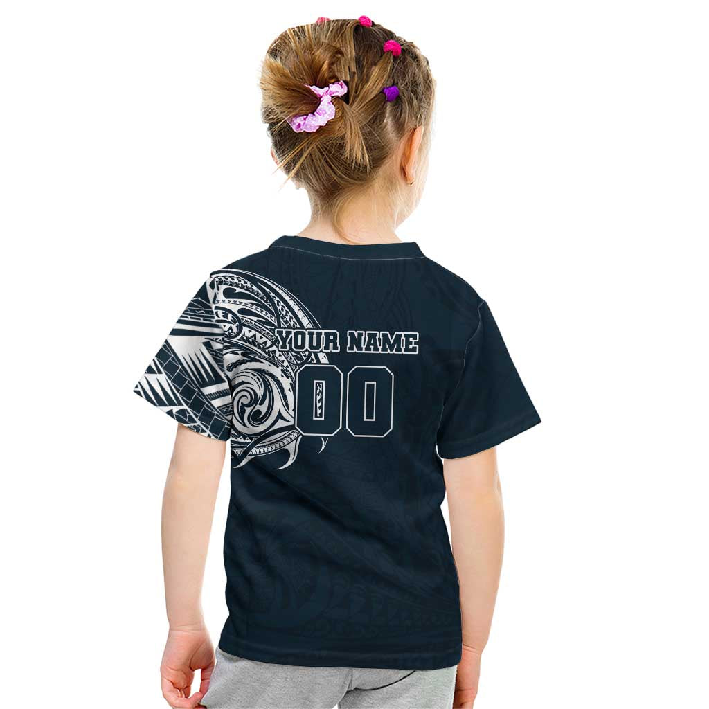 Personalized Carlton Blues Polynesian Kid T Shirt Tribal Chest and Sleeve Tattoo Heritage Warrior