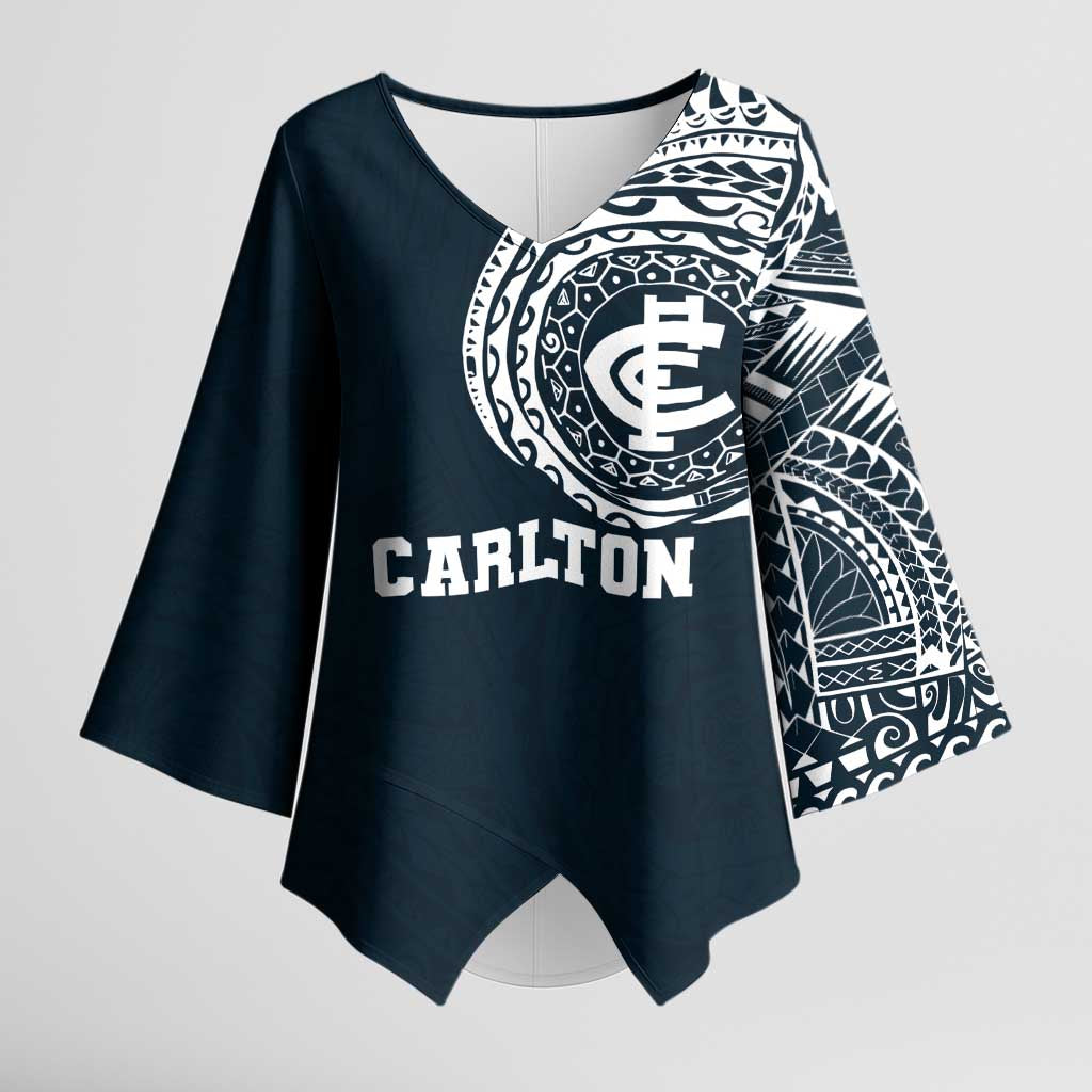 Personalized Carlton Blues Polynesian Kimono Sleeve Blouse Tribal Chest and Sleeve Tattoo Heritage Warrior