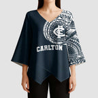 Personalized Carlton Blues Polynesian Kimono Sleeve Blouse Tribal Chest and Sleeve Tattoo Heritage Warrior
