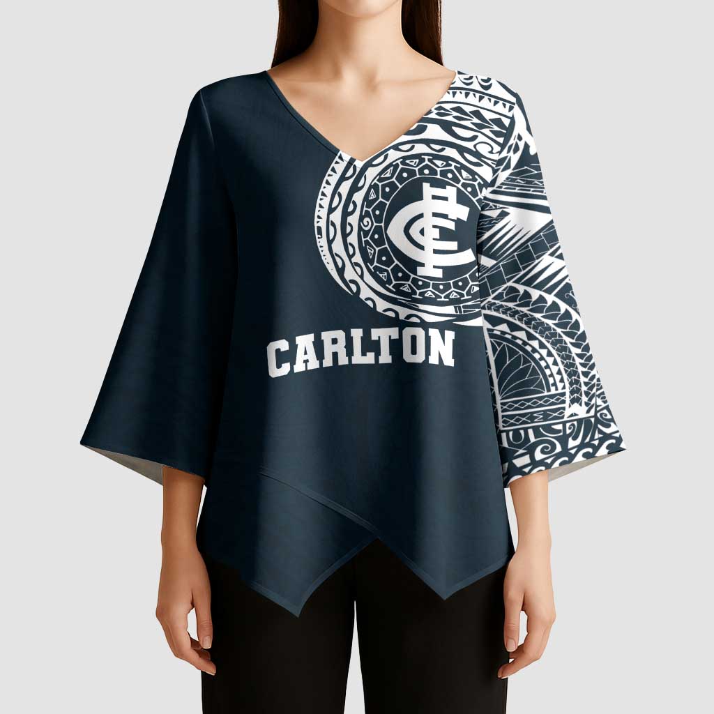 Personalized Carlton Blues Polynesian Kimono Sleeve Blouse Tribal Chest and Sleeve Tattoo Heritage Warrior