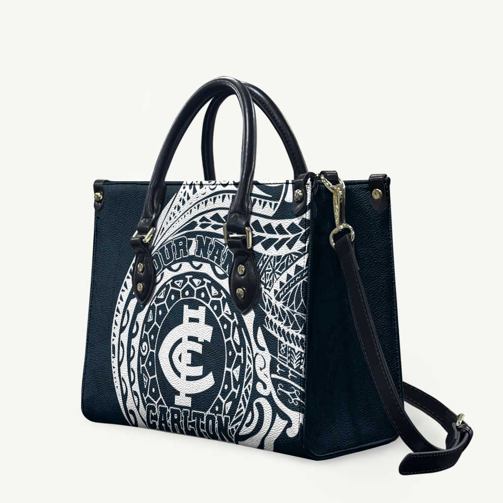 Personalized Carlton Blues Polynesian Leather Bag Tribal Chest and Sleeve Tattoo Heritage Warrior