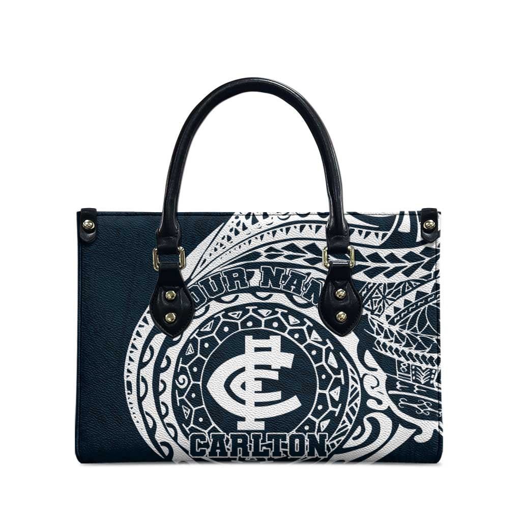 Personalized Carlton Blues Polynesian Leather Bag Tribal Chest and Sleeve Tattoo Heritage Warrior