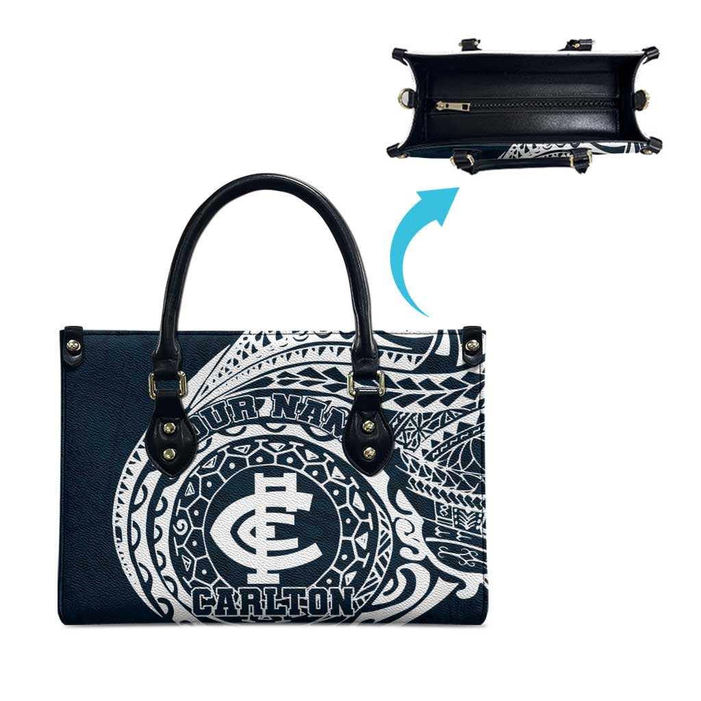 Personalized Carlton Blues Polynesian Leather Bag Tribal Chest and Sleeve Tattoo Heritage Warrior