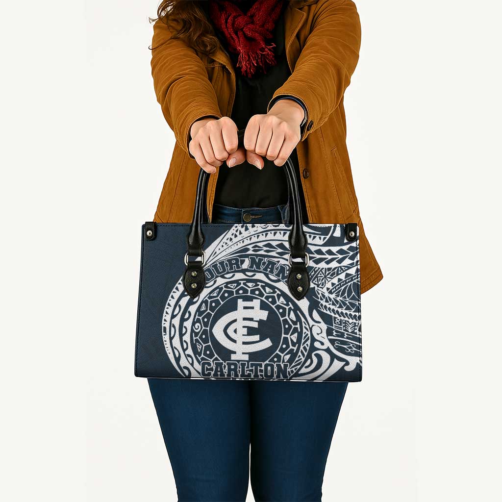 Personalized Carlton Blues Polynesian Leather Bag Tribal Chest and Sleeve Tattoo Heritage Warrior