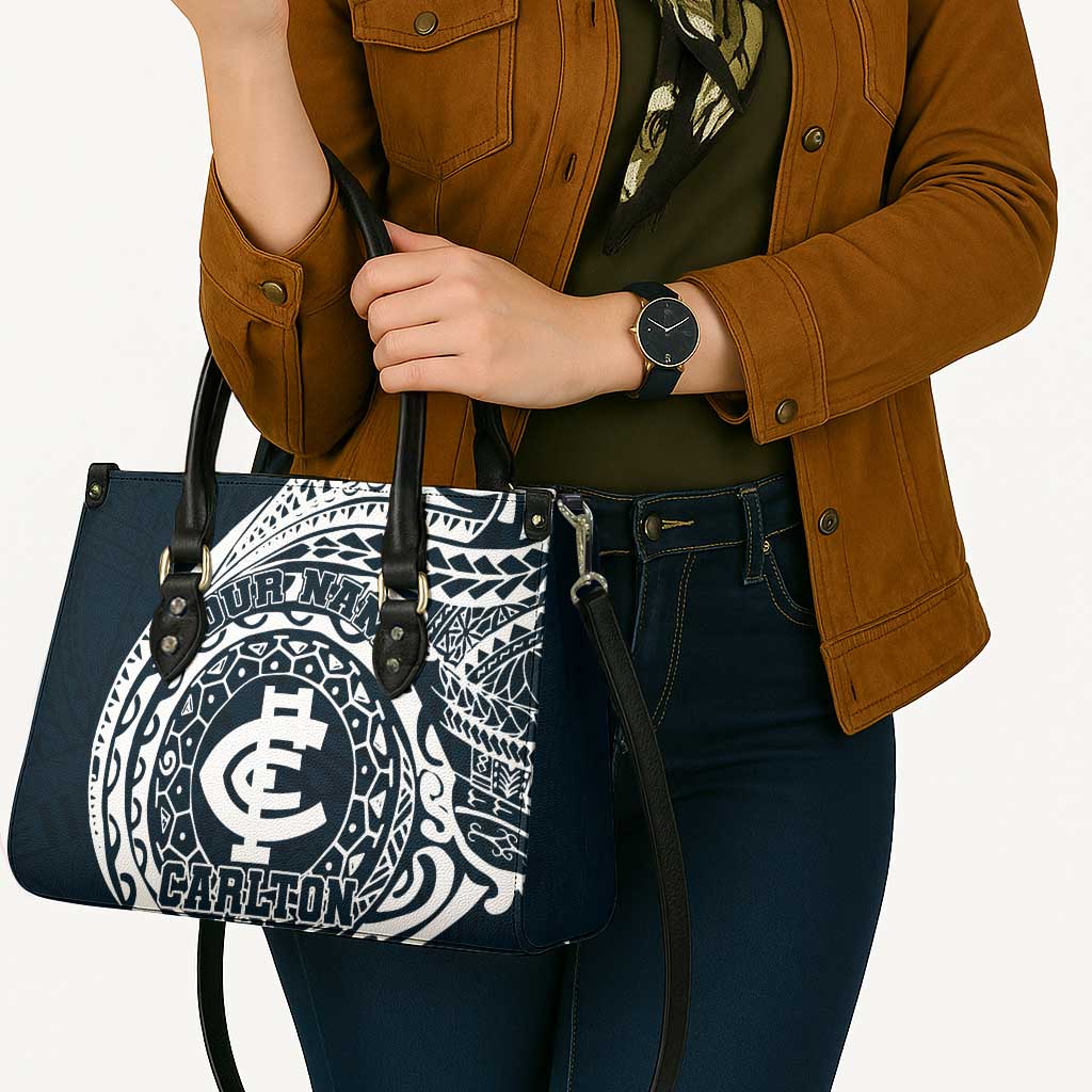 Personalized Carlton Blues Polynesian Leather Bag Tribal Chest and Sleeve Tattoo Heritage Warrior