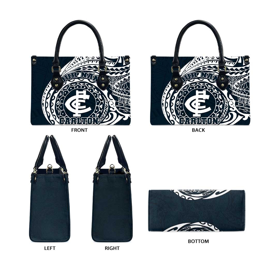 Personalized Carlton Blues Polynesian Leather Bag Tribal Chest and Sleeve Tattoo Heritage Warrior