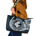 Personalized Carlton Blues Polynesian Leather Tote Bag Tribal Chest and Sleeve Tattoo Heritage Warrior
