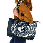 Personalized Carlton Blues Polynesian Leather Tote Bag Tribal Chest and Sleeve Tattoo Heritage Warrior