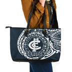 Personalized Carlton Blues Polynesian Leather Tote Bag Tribal Chest and Sleeve Tattoo Heritage Warrior