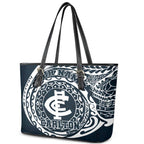 Personalized Carlton Blues Polynesian Leather Tote Bag Tribal Chest and Sleeve Tattoo Heritage Warrior
