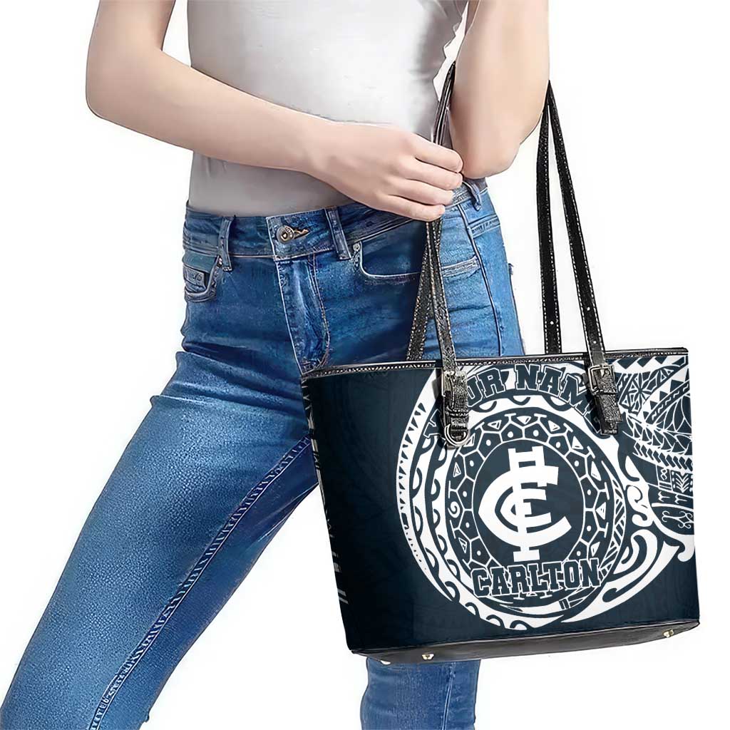 Personalized Carlton Blues Polynesian Leather Tote Bag Tribal Chest and Sleeve Tattoo Heritage Warrior