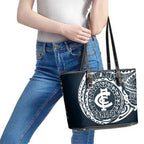 Personalized Carlton Blues Polynesian Leather Tote Bag Tribal Chest and Sleeve Tattoo Heritage Warrior