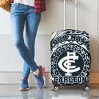 Personalized Carlton Blues Polynesian Luggage Cover Tribal Chest and Sleeve Tattoo Heritage Warrior