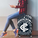 Personalized Carlton Blues Polynesian Luggage Cover Tribal Chest and Sleeve Tattoo Heritage Warrior