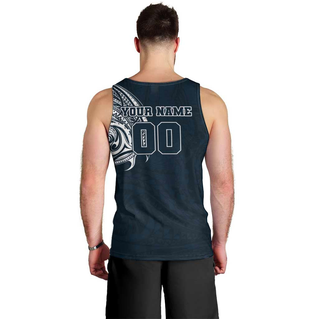 Personalized Carlton Blues Polynesian Men Tank Top Tribal Chest and Sleeve Tattoo Heritage Warrior