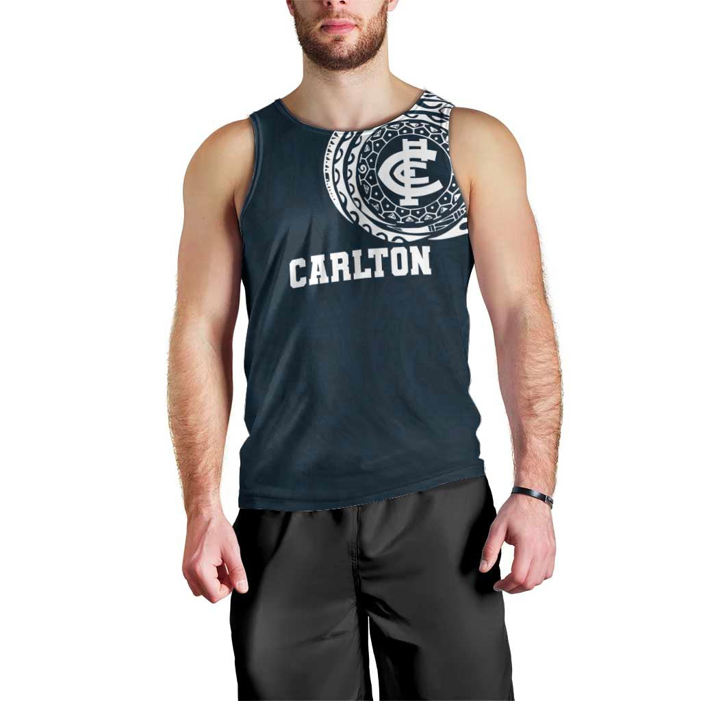 Personalized Carlton Blues Polynesian Men Tank Top Tribal Chest and Sleeve Tattoo Heritage Warrior
