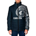 Personalized Carlton Blues Polynesian Padded Jacket Tribal Chest and Sleeve Tattoo Heritage Warrior