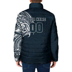 Personalized Carlton Blues Polynesian Padded Jacket Tribal Chest and Sleeve Tattoo Heritage Warrior