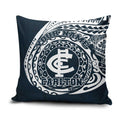 Personalized Carlton Blues Polynesian Pillow Cover Tribal Chest and Sleeve Tattoo Heritage Warrior
