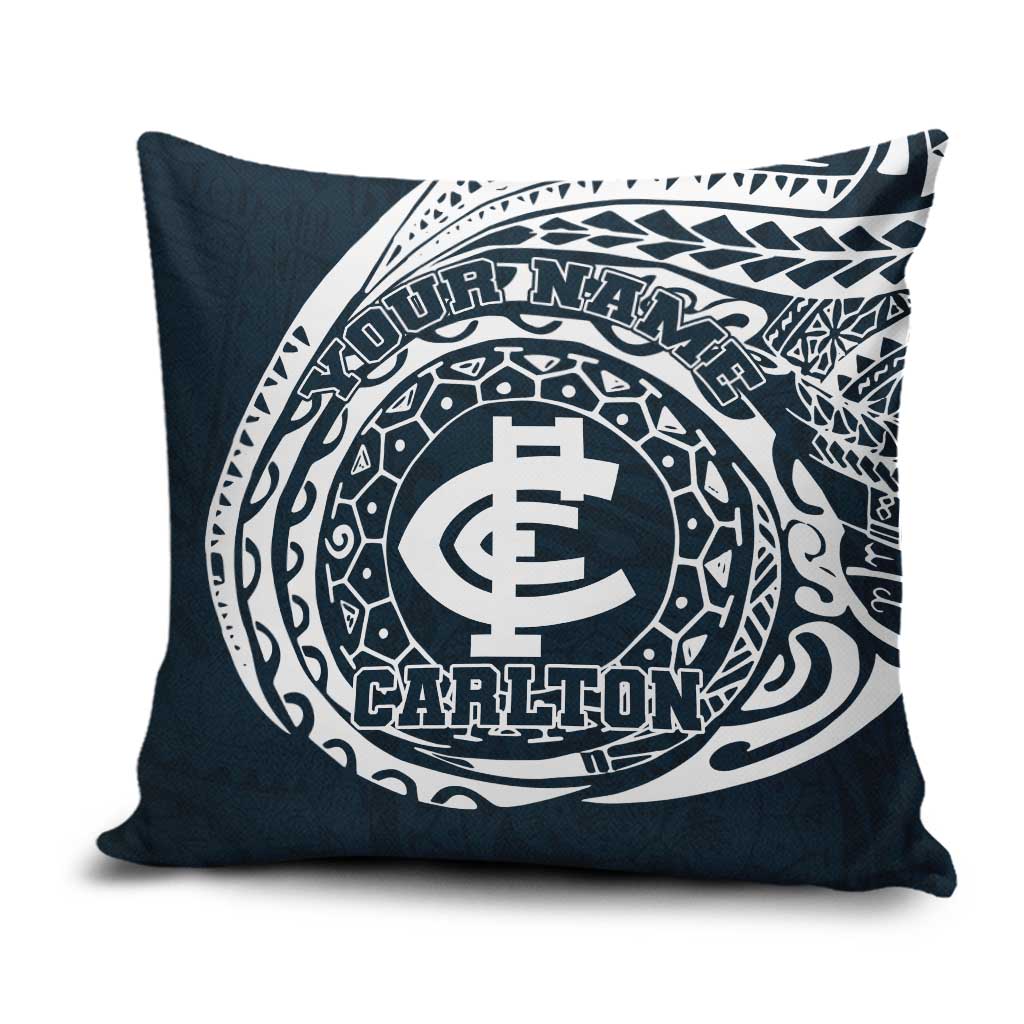 Personalized Carlton Blues Polynesian Pillow Cover Tribal Chest and Sleeve Tattoo Heritage Warrior