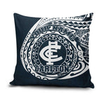 Personalized Carlton Blues Polynesian Pillow Cover Tribal Chest and Sleeve Tattoo Heritage Warrior