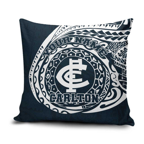 Personalized Carlton Blues Polynesian Pillow Cover Tribal Chest and Sleeve Tattoo Heritage Warrior