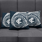 Personalized Carlton Blues Polynesian Pillow Cover Tribal Chest and Sleeve Tattoo Heritage Warrior