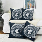 Personalized Carlton Blues Polynesian Pillow Cover Tribal Chest and Sleeve Tattoo Heritage Warrior