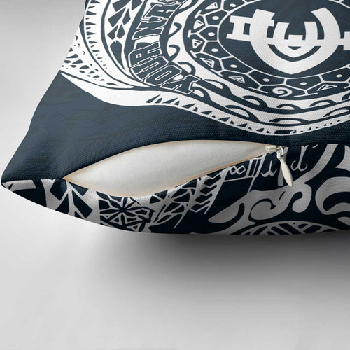 Personalized Carlton Blues Polynesian Pillow Cover Tribal Chest and Sleeve Tattoo Heritage Warrior