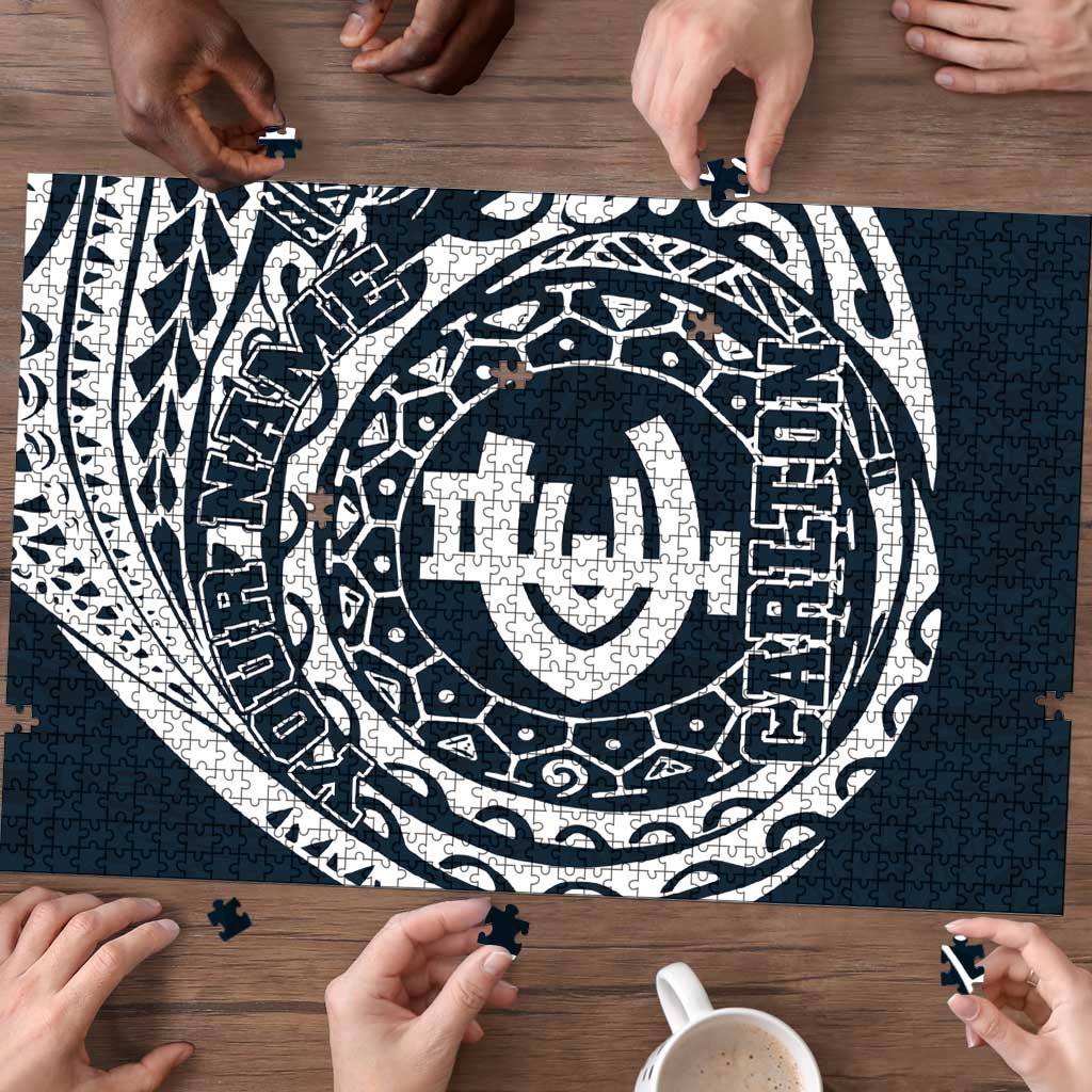Personalized Carlton Blues Polynesian Puzzle Tribal Chest and Sleeve Tattoo Heritage Warrior