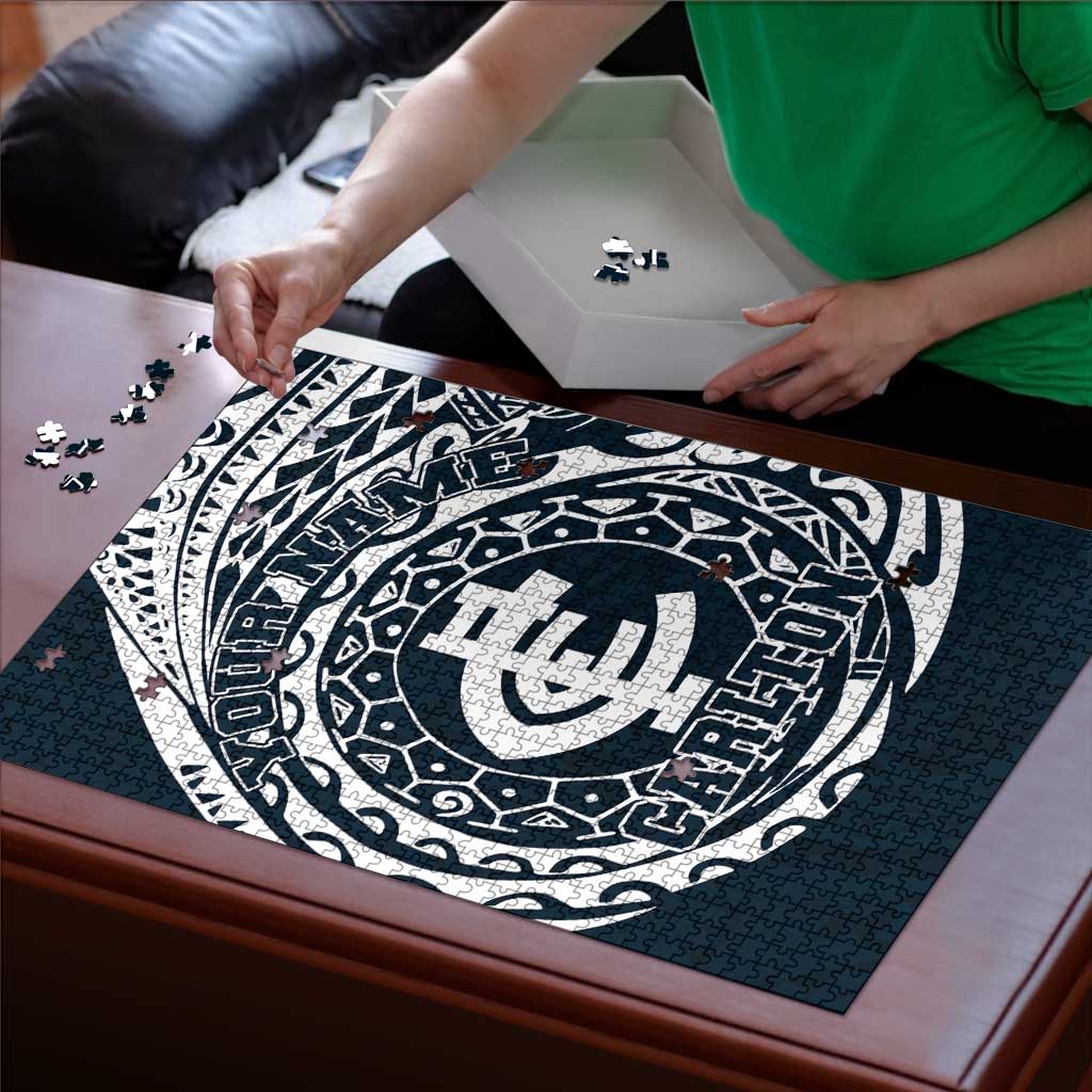 Personalized Carlton Blues Polynesian Puzzle Tribal Chest and Sleeve Tattoo Heritage Warrior