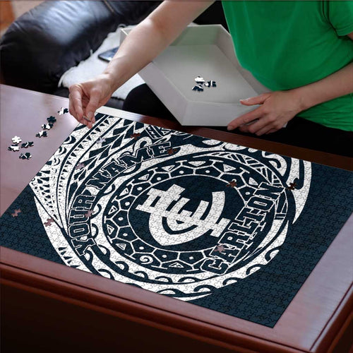 Personalized Carlton Blues Polynesian Puzzle Tribal Chest and Sleeve Tattoo Heritage Warrior