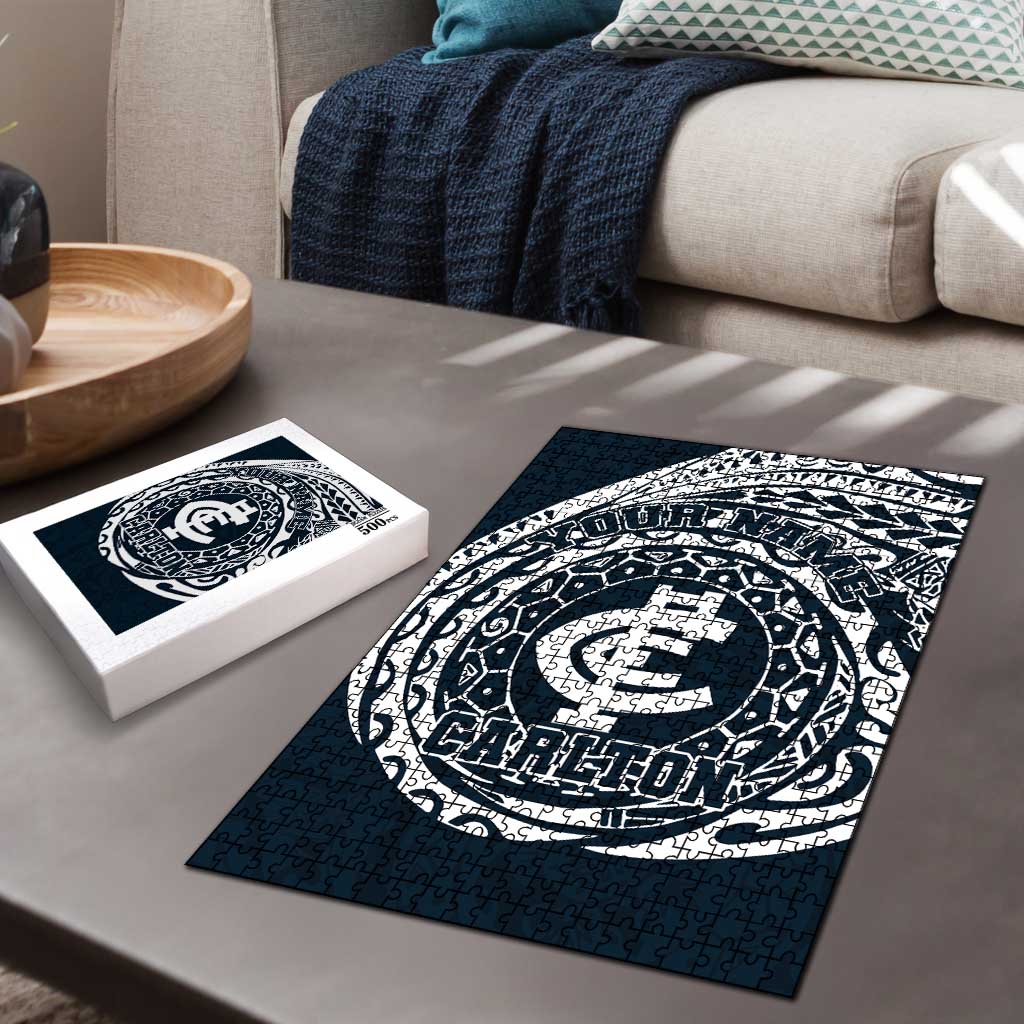 Personalized Carlton Blues Polynesian Puzzle Tribal Chest and Sleeve Tattoo Heritage Warrior