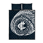 Personalized Carlton Blues Polynesian Quilt Bed Set Tribal Chest and Sleeve Tattoo Heritage Warrior