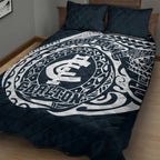 Personalized Carlton Blues Polynesian Quilt Bed Set Tribal Chest and Sleeve Tattoo Heritage Warrior