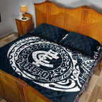 Personalized Carlton Blues Polynesian Quilt Bed Set Tribal Chest and Sleeve Tattoo Heritage Warrior