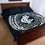 Personalized Carlton Blues Polynesian Quilt Bed Set Tribal Chest and Sleeve Tattoo Heritage Warrior
