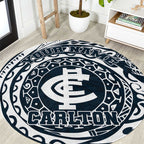 Personalized Carlton Blues Polynesian Round Carpet Tribal Chest and Sleeve Tattoo Heritage Warrior